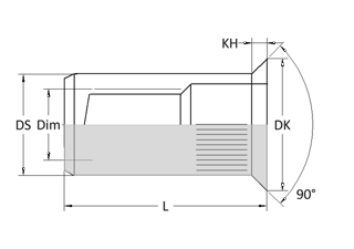 Blindnietmuttern / Inox / Senkkopf / geschlossen / Rändelung - Senkkopf ...